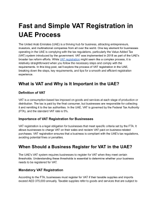 Fast and Simple VAT Registration in UAE Process