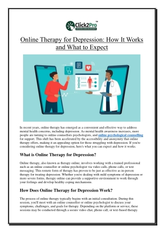 Online Therapy for Depression How It Works and What to Expect