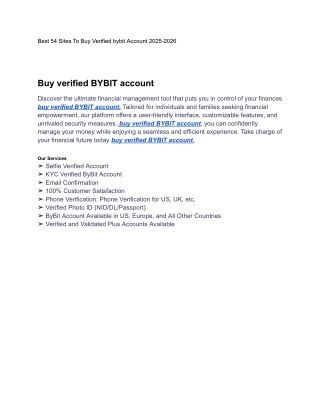 Best 54 Sites To Buy Verified bybit Account 2025-2026