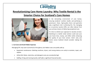 Revolutionizing Care Home Laundry: Why Textile Rental is the Smarter Choice