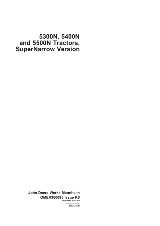 John Deere 5300N 5400N and 5500N Tractors SuperNarrow Version Operator’s Manual Instant Download (Publication No. omer36