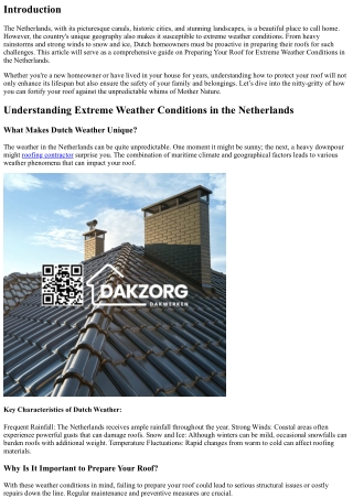 Preparing Your Roof for Extreme Weather Conditions in the Netherlands