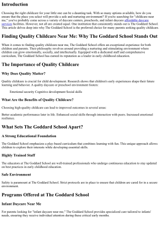 Finding Quality Childcare Near Me: Why The Goddard School Stands Out