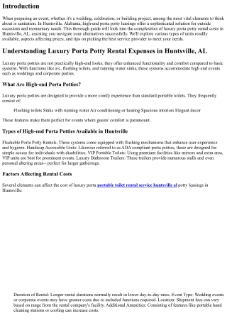 Understanding Luxury Porta Potty Rental Expenses in Huntsville, AL .