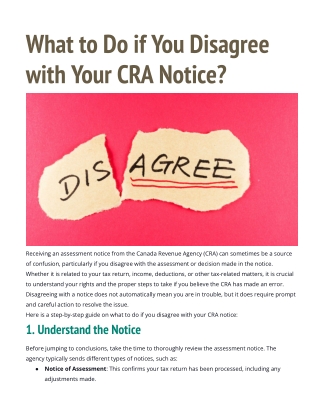 What to Do if You Disagree with Your CRA Notice?