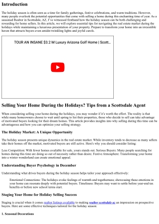 “Selling Your Home During the Holidays? Tips from a Scottsdale Agent”