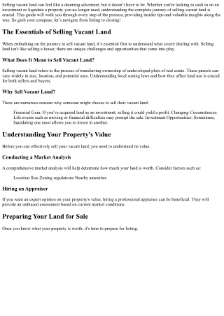 From Listing to Closing: The Complete Journey of Selling Vacant Land