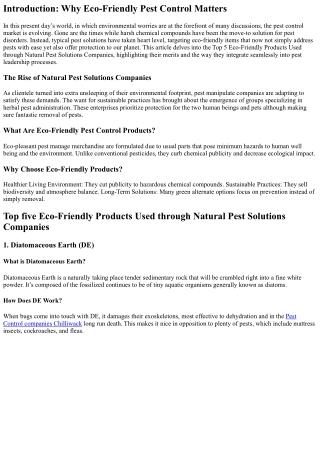 “Top 5 Eco-Friendly Products Used by using Natural Pest Solutions Companies”