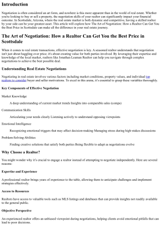The Art of Negotiation: How a Realtor Can Get You the Best Price in Scottsdale