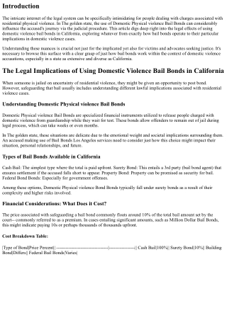 The Legal Implications of Utilizing Domestic Violence Bail Bonds in California