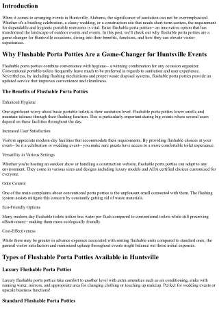 Why Flushable Porta Potties Are a Game-Changer for Huntsville Events