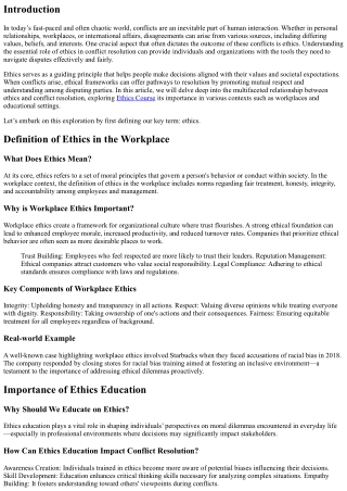The Essential Role of Ethics in Conflict Resolution