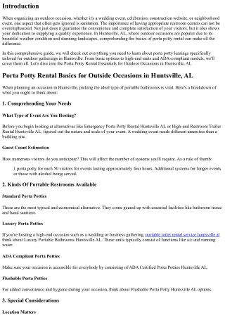 Porta Potty Rental Basics for Outside Events in Huntsville, AL .