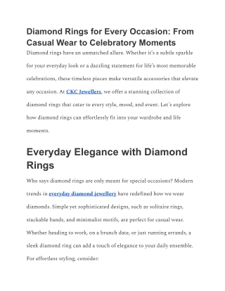 Diamond Rings for Every Occasion_ From Casual Wear to Celebratory Moments