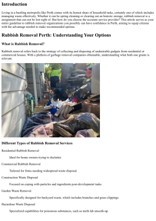 Rubbish Removal Companies You Can Trust: A Guide for Residents of Perth