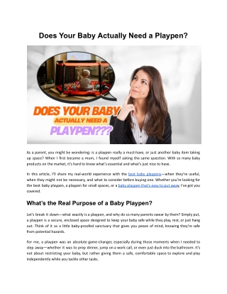 Does Your Baby Actually Need a Playpen