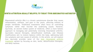 How is Ayurveda Really Helpful to Treat Your Rheumatoid Arthritis