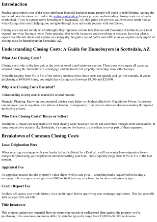 Understanding Closing Costs: A Guide for Homebuyers in Scottsdale, AZ