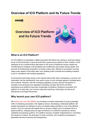 Overview of ICO Platform and its Future Trends