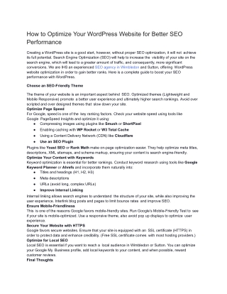 How to Optimize Your WordPress Website for Better SEO Performance