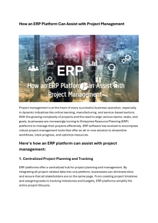 How an ERP Platform Can Assist with Project Management