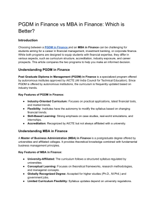 PGDM in Finance vs MBA in Finance_ Which is Better?