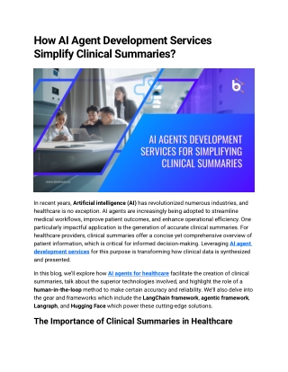 AI Agent for Healthcare to Simplify Clinical Summaries | Bluebash