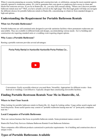 Finding Portable Restroom Rentals Near Me in Huntsville, AL .
