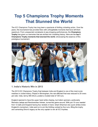 Top 5 Champions Trophy Moments That Stunned the World
