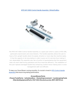 MTD 947-0583 Control Handle Assembly _ WholeToolBox