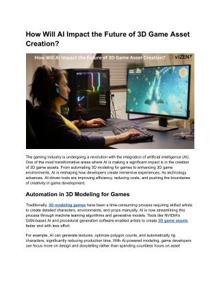 How Will AI Impact the Future of 3D Game Asset Creation_