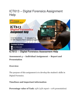 ICT613 – Digital Forensics Assignment Help