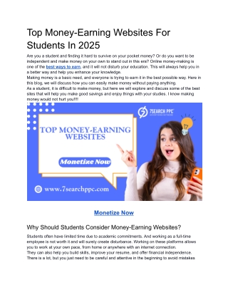 Top Money-Earning Websites For Students In 2025