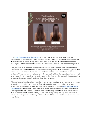 Transform Your Hair with Smoothening Treatment_ The Ultimate Solution for Frizz-Free, Silky Hair