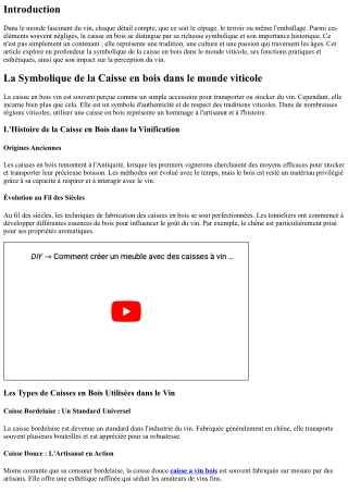 “La Symbolique de la Caisse en bois dans le monde viticole.”