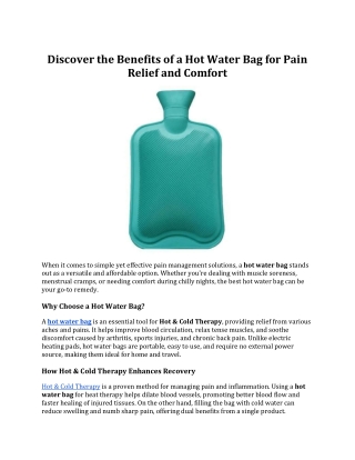 Discover the Benefits of a Hot Water Bag for Pain Relief and Comfort