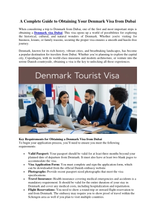 A Complete Guide to Obtaining Your Denmark Visa from Dubai