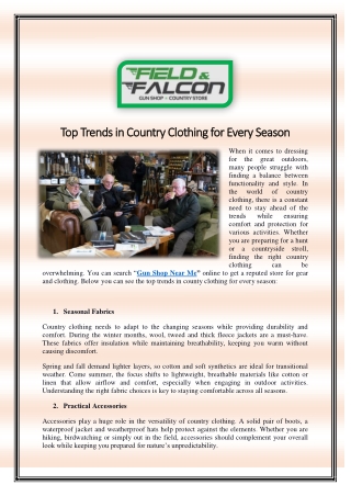 Top Trends in Country Clothing for Every Season