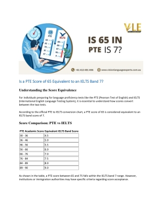 Is a PTE Score of 65 Equivalent to an IELTS Band 7