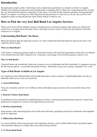 How to Select the Best Bail Bond Los Angeles Services