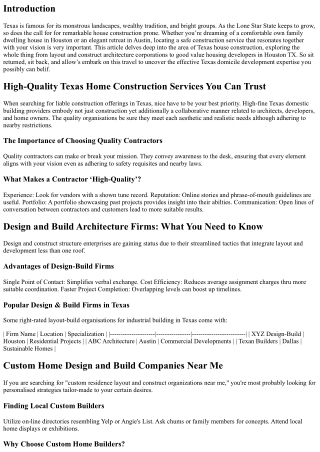 High-Quality Texas Home Construction Services You Can Trust