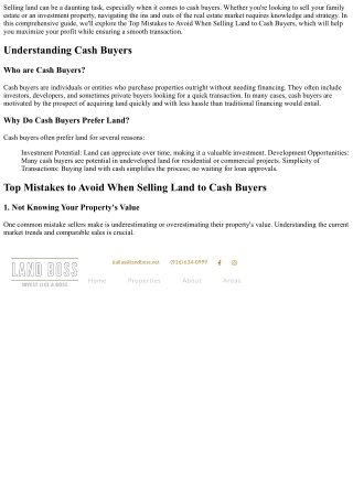 Top Mistakes to Avoid When Selling Land to Cash Buyers
