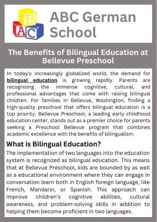 The Benefits of Bilingual Education at Bellevue Preschool