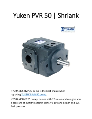 Yuken Vane Pump PVR 50