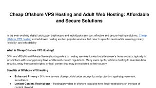 Cheap Offshore VPS Hosting and Adult Web Hosting_ Affordable and Secure Solutions