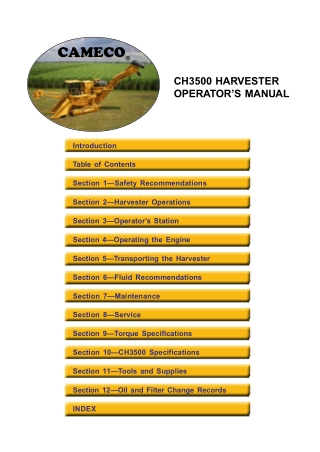 John Deere Cameco CH3500 Harvester Operator’s Manual Instant Download