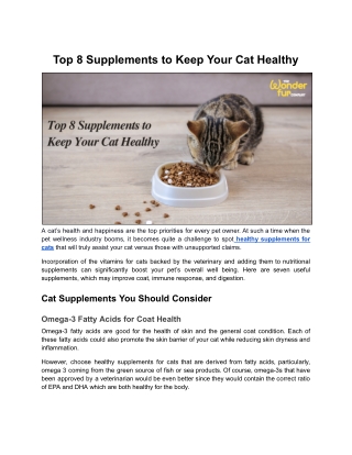 Top 8 Supplements to Keep Your Cat Healthy
