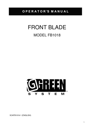 John Deere FB1018 Front Blade Operator’s Manual Instant Download (Publication No.5CAFB1018)