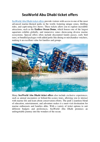 SeaWorld Abu Dhabi ticket offers