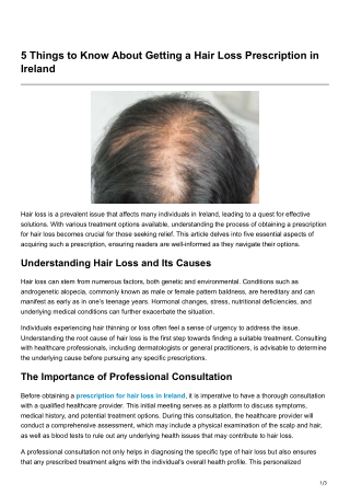 5 Things to Know About Getting a Hair Loss Prescription in Ireland